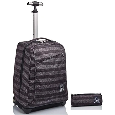 Immagine di Kit scuola TROLLEY Invicta 2 in 1 con Spallacci per uso Zaino + PORTAPENNE Stripes