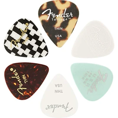 Immagine di Fender© &quot;351 Material Medley&quot; Plettri per Chitarra e Basso Materiali colori vari Thin Set di 6