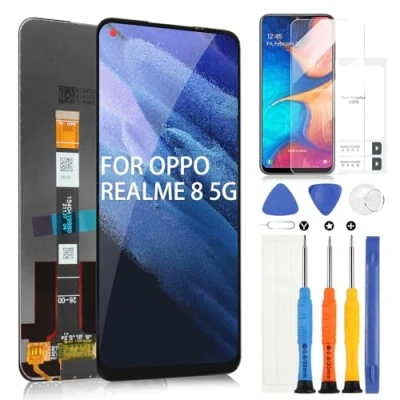 Immagine di ARSSLY Schermo LCD per Oppo Realme 8 5G RMX3241 Display Digitazer Touch Screen Ricambio Assembly con Strumenti(6.5&quot;,Nero)