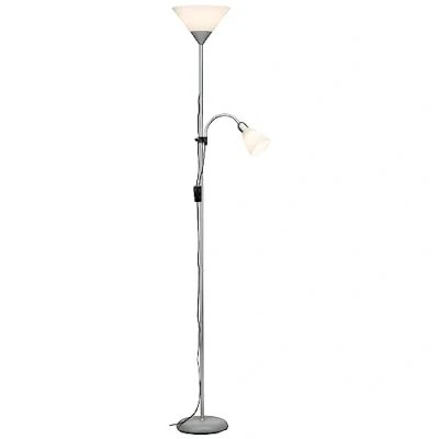 Immagine di BRILLIANT lampada Spari LED braccio illuminante lettura argento/bianco 1x A60, E27, a da 9,5 W incluso, (806lm, 2700K) Scala ++ E Con interruttore cavo