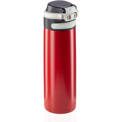 Immagine di Leifheit Flip Borraccia termica 600 ml, acciaio con chiusura ermetica e resistente al calore, Pratico thermos caffè portatile, rosso