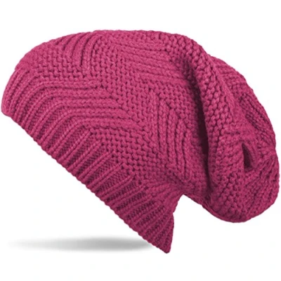Immagine di styleBREAKER Cuffia Long Beanie in Stile Classico Unisex Lavorata a Maglia con Motivo Strutturato 04024017, Colore:Lampone