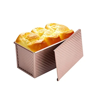 Immagine di Bulaned, Teglia Antiaderente per Pane, Toast con Coperchio Scorrevole, in Acciaio al Carbonio Stampo Rettangolare Teglie Forno, Cassetta Dolci Pane