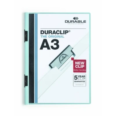 Immagine di Durable 221806 Duraclip A3, Cartellina con Clip per Archiviare Documenti, Capacità 1 60 Fogli, Formato Azzurro, Confezione da 10 Pezzi