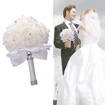 Immagine di Jzhen bouquet da sposa artificiale bianco, di nozze fiori