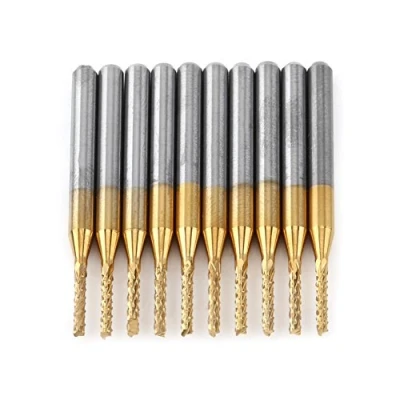 Immagine di Fresa Cnc in metallo duro 10 pezzi, Utensile Fresa, frese a spirale con diametro di taglio 1/16&quot;per incisione, circuiti stampati