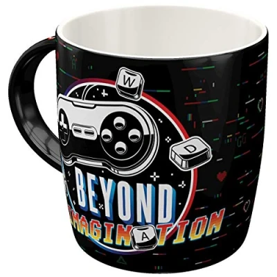 Immagine di Nostalgic Art Tazza da caffè retrò, Gaming Beyond Imagination Idea regalo per giocatori, in ceramica, divertente design vintage con detto, 330 ml
