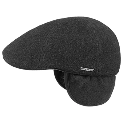 Immagine di Stetson Texas Wool Coppola Paraorecchie Uomo Cappellino in Lana Cappello Piatto con Visiera, paraorecchie, Fodera, Fodera Inverno Autunno/Inverno M (56 57 cm) Antracite