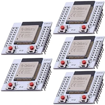 Immagine di AZDelivery 5 x ESP 32 Modulo WIFI con Piastra Adattatore gratuita compatibile Arduino E Raspberry Pi incluso un Book!