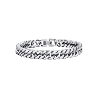 Immagine di PROSTEEL Bracciale Uomo a Catena Cubana Grossa Robusta Acciaio Inossidabile, Lunghezza 21 cm, Larghezza 8 mm, Argento, con Confezione