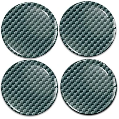 Immagine di Biomar Labs® 4 x 60mm 3D Adesivi in Silicone per Coprimozzo Cerchione Copricerchi Tappi Ruote Auto Tuning Silver Black Carbonio Argento Nero A 10660