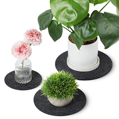 Immagine di Sidorenko Sottobicchieri in feltro rotondo per vasi Set di 6 15cm / 20 cm 25cm Sottobicchiere vetro design grigio bevande, tazze, da tavolo