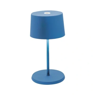 Immagine di Zafferano, Lampada Olivia Mini, da Tavolo Portatile e Ricaricabile con Controllo Touch, Adatta per Salotto ed Esterni, Dimmer, 2200 3000 K, Altezza 22 cm, Colore Blu Capri