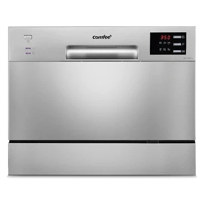 Immagine di COMFEE&#039; lavastoviglie compatta da tavolo TD602E S Mini con 6 coperti, programmi, display a LED, avvio ritardato e funzione di lavaggio nelle Ore non Punta Argento