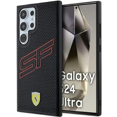 Immagine di CG MOBILE Custodia Ferrari FEHCS24LN3DUR per S24 Ultra S928 Rigida Nera Linea Stampata in Carbonio