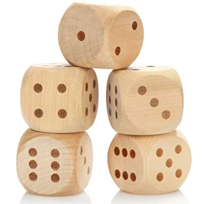 Immagine di COM FOUR® 5x dadi XL in legno 5 x cm grandi per giocare da gioco esterni