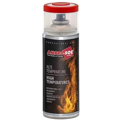 Immagine di Ambro Sol V400TEMP8 Smalto / Vernice Alte Temperature, Consente di Rinnovare le Superfici Normalmente Soggette ad Bomboletta Spray in Banda Stagnata Riciclabile 400 ml, Rosso Freni