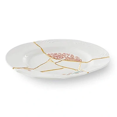 Immagine di Seletti Kintsugi Piatto piano in porcellana e oro 24 carati mod. 1