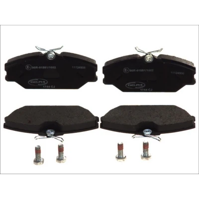 Immagine di DELPHI LP1744 Kit pastiglie freno Non predisposto per contatto segnalazione usura con lamierino anticigolío senza accessori RENAULT: Scénic 1, CLIO 2