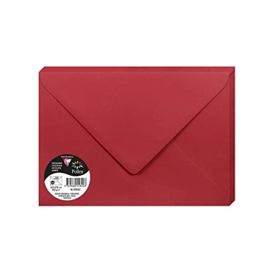 Immagine di Clairefontaine 5582C Pacco da 20 Buste gommate Formato C5 16,2x22,9cm 120g/m² Colore ribes rosso Inviti Eventi e Corrispondenza Gamma Pollen Carta Premium Liscia