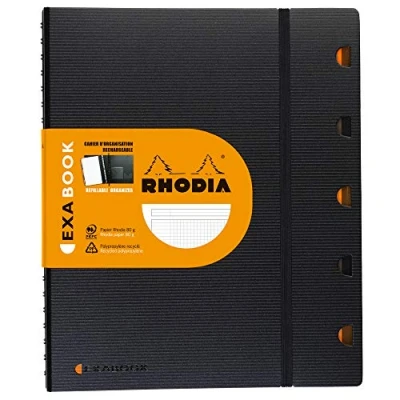 Immagine di RHODIA 132142C Quaderno Organizer ricaricabile Exabook nero A4+ Quadretti piccoli 160 pagine Staccabili a 4 fori Carta Clairefontaine 90g Copertina in Polipropilene (Plastica) Rhodiactive