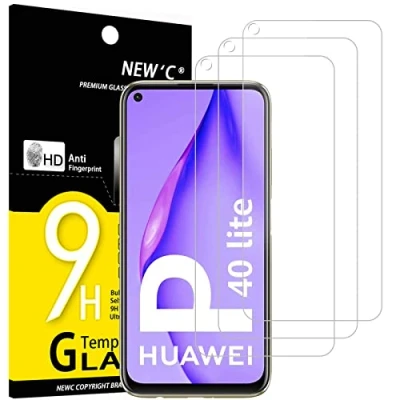 Immagine di NEW&#039;C 3 Pezzi, Vetro Temperato per Huawei P40 Lite 4G, Pellicola Prottetiva Anti Graffio, Impronte, Senza Bolle, Durezza 9H, 0,33mm Ultra Trasparente, Resistente