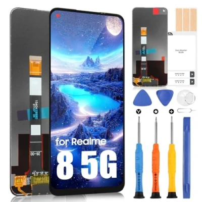 Immagine di Schermo LCD per Realme 8 5G Display Realme8 RMX3241 Touchscreen Digitazer Full Assembly Sostituzione con Riparazione Kit (6.5&quot;,Nero)