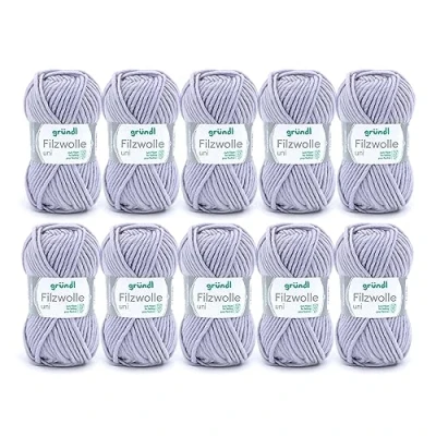 Immagine di Gründl Felting Wool Uni (Lana per infeltrire, Lavorare a Maglia e all&#039;Uncinetto, Filato di Pura Lana Vergine al 100%, 50 g / m, Dimensioni dell&#039;ago: 8 9, 10 x g), Grigio Argento