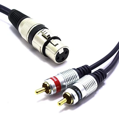 Immagine di VITALCO Cavo XLR Femmina a 2x RCA 3m Adattatore 3 pin Doppio Maschio Connettore per Microfono Duplicatore Audio