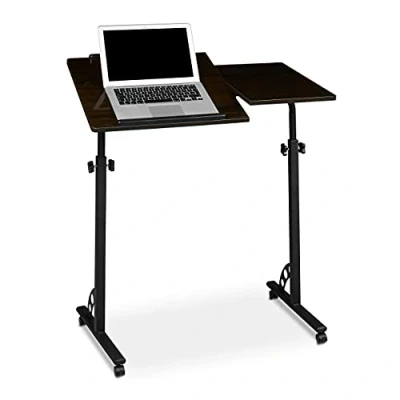 Immagine di Relaxdays Tavolino per Pc, Supporto Computer Portatile, Mobile Grande HLP 110 x 80 50 cm, Ruote con Freno, Nero, Pannelli in MDF, Acciaio Verniciato a Polvere, 50x80x110 cm