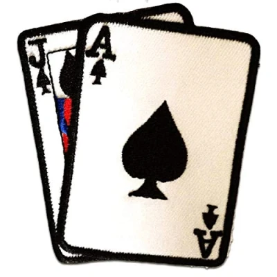 Immagine di asso carte Poker Toppe termoadesive Patch Toppa ricamate, misura: 7,5 x 8,5 cm
