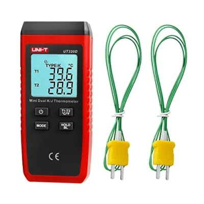Immagine di UT320D Mini Contact Type Termometro Dual channel K / J Termocoppia Meter con retroilluminazione LCD