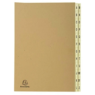 Immagine di Exacompta 22229E Cartella portadocumenti in cartone extra resistente, 24 scomparti, colore avorio, A Z, per DIN A4, colore: marrone
