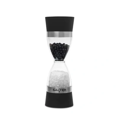 Immagine di Salter 7611 BKXRUP macina pepe e sale meccanico 2 in 1, spezie doppio, macinatura regolabile da fine a grossolana, ceramica, manuale, compatto
