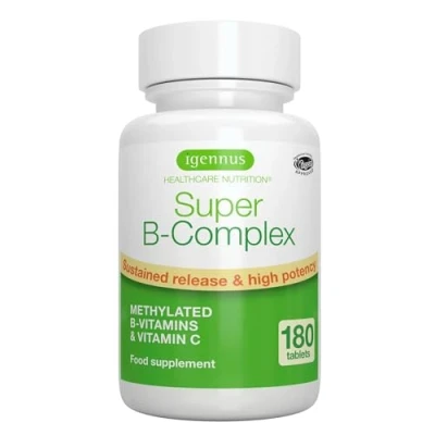 Immagine di Super B Complex Vitamine ad alta resistenza con folato, B6 &amp; B12 più vitamina C, compresse (180 compresse)