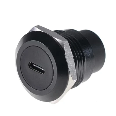 Immagine di HangTon Confezione da 2 adattatori USB C di tipo per presa a pannello, impermeabile, connettore pass through circolare, telaio cavo in linea femmina