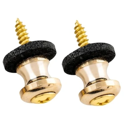 Immagine di Musiclily Pro Metallo Attacchi Tracolla Strap Buttons per Ukulele Piccole Dimensioni Chitarra/Basso, Dorato (Set di 2)