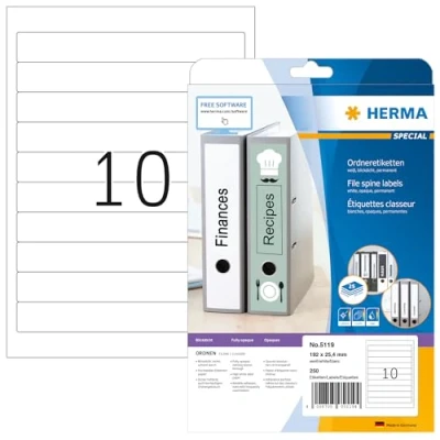 Immagine di Herma, Accessori per classificatore, Cartella di etichette 192x25,4 bianco 25B