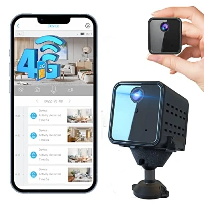 Immagine di Telecamera Spia Interno,4G Mini esterna,2K sorveglianza dell&#039;interno della batteria, carta SIM trasmissione in tensione, visione notturna del rivelatore di moto radar