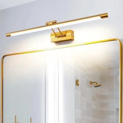 Immagine di MantoLite Dimmerabile Lampade da Parete per Interni, Specchio Bagno LED Applique con Testa Della Lampada Girevole Camera letto, 3000K Hotel Restaurant Lampada(1320LM Ottone,60CM)