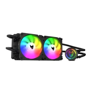 Immagine di Oversteel ZIRCON Raffreddamento a liquido 240 mm RGB, 2x ventola PWM 120 TDP 200 W, compatibile con Intel e AMD AM4, colore nero