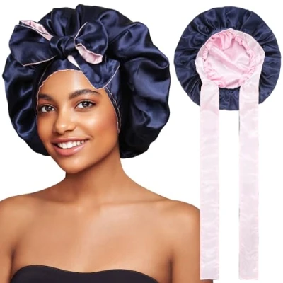 Immagine di Coubeau cuffia seta capelli notte da Donna ricci in per dormire Berretto raso con cinturino elastico