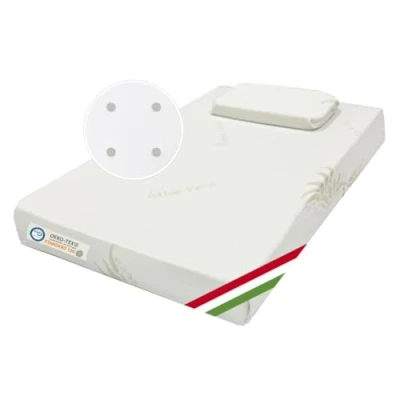 Immagine di Kiby® Materasso e Cuscino Culla Next to Me 8CM (Cert. OEKO TEX® &amp; CERTIPUR™) in Aloe Vera, Sfoderabile Lavabile, Compatibile Chicco Next2Me Cam Cullami Kinderkraft Brevi Cosleeping 83x50