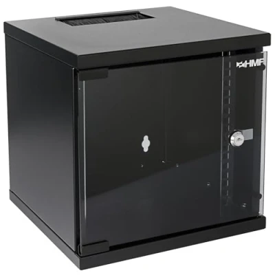 Immagine di HMF 63406 02 Armadio rack 10 pollici, di rete 6 U Completamente Assemblato porta in vetro nero