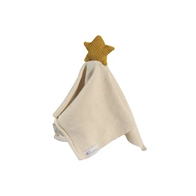 Immagine di Kindsgut telo coccole, sonaglio, cotone, stella, coccole in cotone 100% all&#039;uncinetto con sonaglio per neonati, ecologico e privo di sostanze nocive