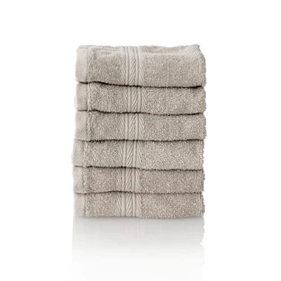 Immagine di ALCLEAR Set di asciugamani in spugna assorbente, 100% cotone ecotex, serie 6 colori e 5 misure, colore: grigio argento, per il viso 30 x cm