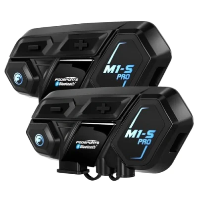 Immagine di Fodsports M1 S PRO Interfono Moto,Auricolare Casco Bluetooth Coppia con Condivisione Musica,2000M Sistema di Comunicazione Casco,Interfono 8 Persone,Audio Multitasking Cablato,Controllo Vocale