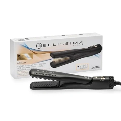 Immagine di Bellissima AirSleek, Piastra lisciante 2in1, asciuga e crea un liscio naturale con l&#039;aria, capelli protetti senza calore estremo, ionizzatore, rivestimento in ceramica cheratina. 2 temperature
