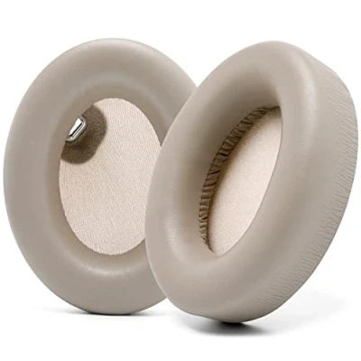 Immagine di WC Cuscini extra spessi per cuffie Sony WH1000XM4 realizzati da Wicked Cushions Pelle morbida, lussuosa memory foam con isolamento acustico, funziona sensore auricolare Beige