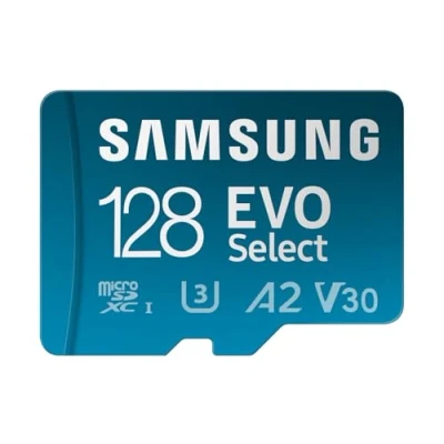Immagine di Samsung Memorie EVO Select Scheda MicroSD da 128GB, UHS I U3, fino a 160 MB/s, compatibile con Smartphone, Tablet, Console Gaming, GoPro